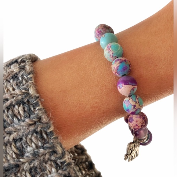 Matte Sea Sediment Impression Elephant Bracelet - Picture 2 of 6